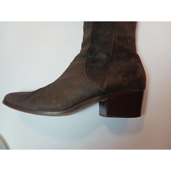 JIMMY CHOO Roughout Suede Knee High Brown Leather Riding Boots Size 6 US 36.5 EU - Picture 9 of 16